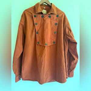 Vtg WAH Maker Western Bib Shirt Mens Large Brown Old West Cowboy‎ Frontier USA